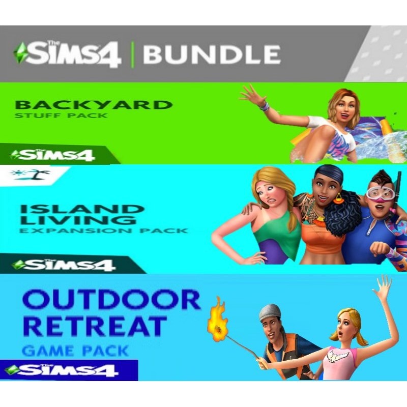 The Sims 4   Island Living + Outdoor Retreat + Backyard Stuff DLC Bundle PC EA Kod Klucz