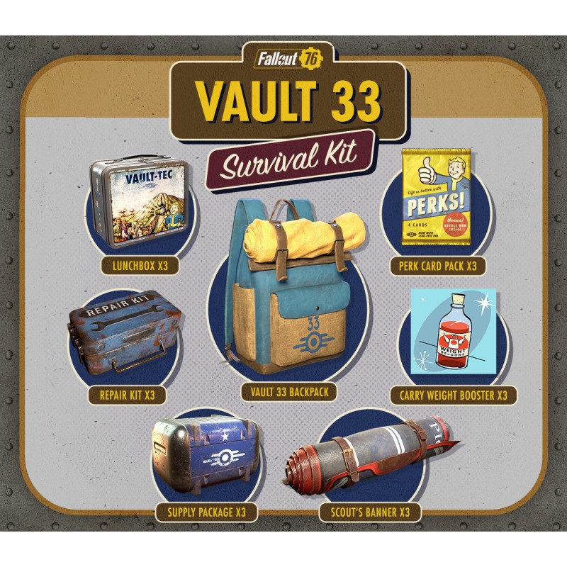 Fallout 76   Vault 33 Survival Pack DLC XBOX One / Xbox Series X|S Kod Klucz