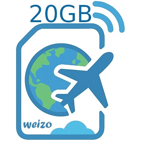 eSIM WEIZO internet mobilny 20 GB na 30 dni Chiny Roaming
